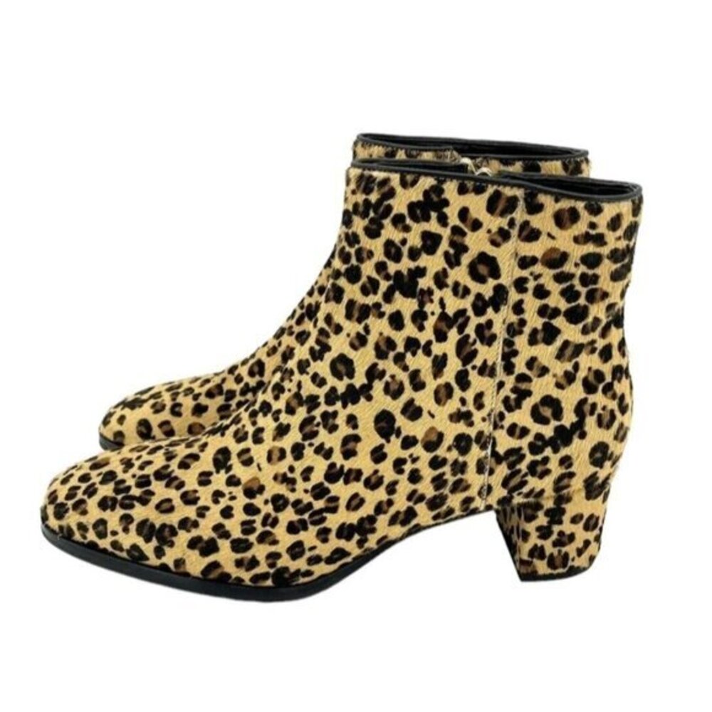 Via Spiga Cheetah Ankle Booties Calf Hair Leather Animal Print SZ 7.5 New